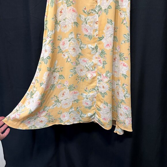 PRIVACY PLEASE - Halter Tank Summer Dress - Womens Small - yellow - floral print - Picture 4 of 11